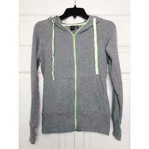 Zella Gray/Lime Zip-Up Athleisure Hoodie